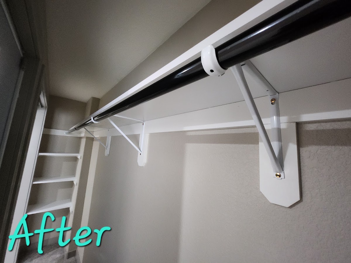 New closet rod and shelf installed